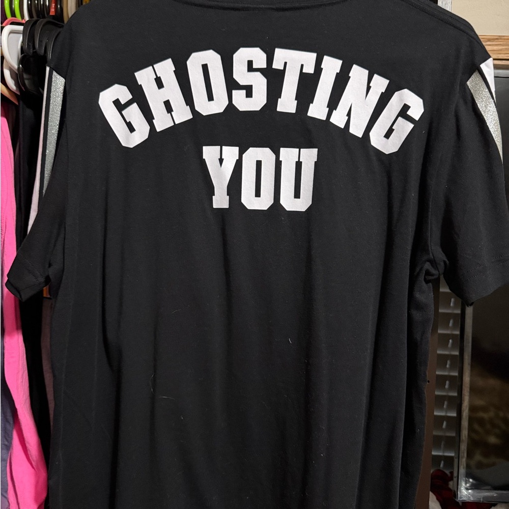 Black T-Shirt with 'Ghosting You' Print